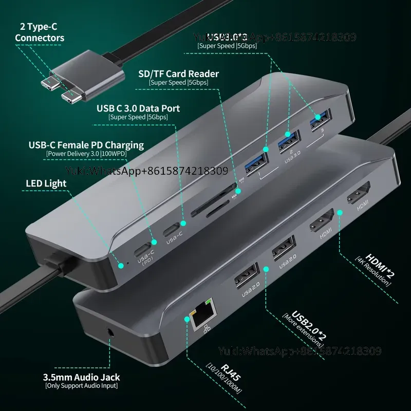 Usb Hub - 핫세일 듀얼 디스플레이 화면 타입 C