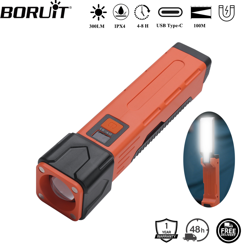 Power Bank - BORUiT 300LM LED 작업등 줌 플래시라이트