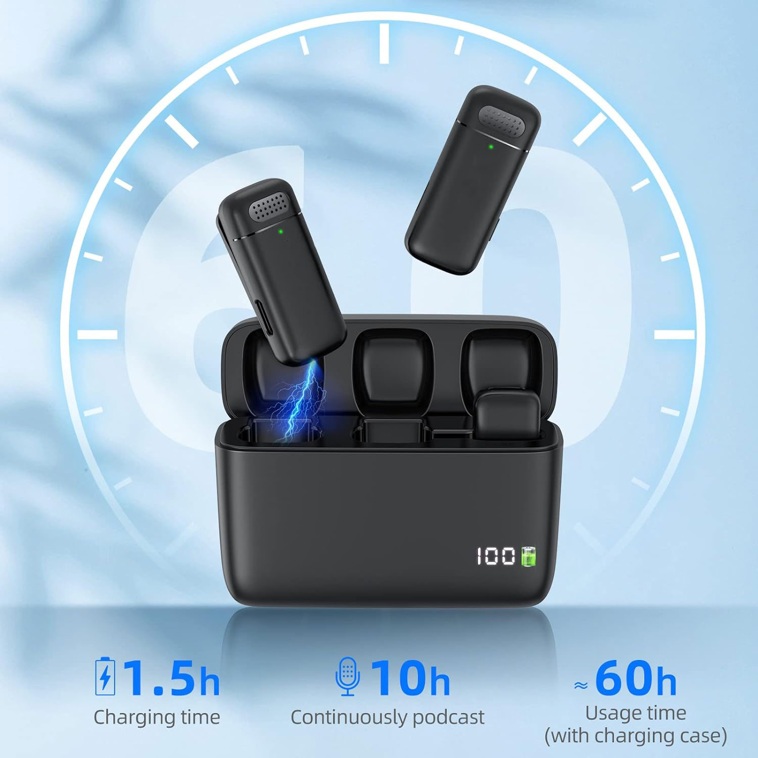 2팩 무선 라펠 마이크, 충전 케이스 포함, 타입-C  - Wireless Charger 리뷰 및 가격