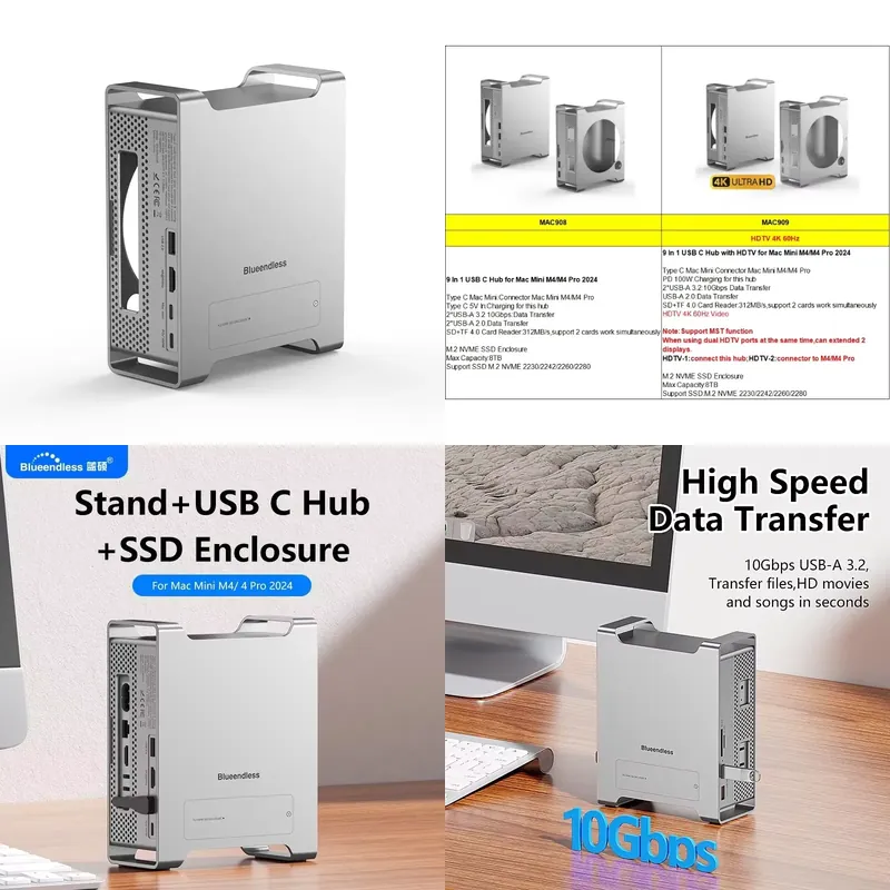 미니 M4 스탠드 허브 독 USB C 도킹 스테이션 1 - Usb Hub 리뷰 및 가격